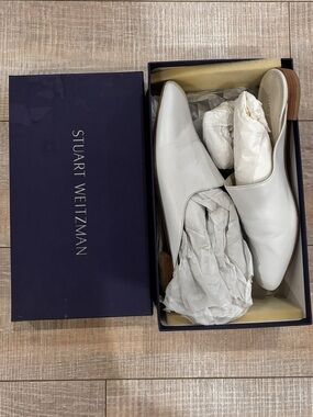 Stuart Weitzman Leather White Mules